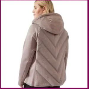 Athleta Inlet Jacket Tinsel Purple Down Coat Winter Puffer Wind Resistant M